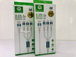 Charging Cable 3 in 1 Type C, Iphone & Android A8 Audio Vision 120W