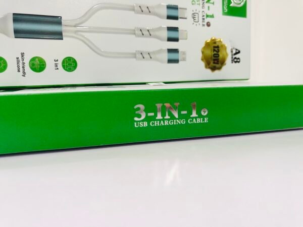 Charging Cable 3 in 1 Type C, Iphone & Android A8 Audio Vision 120W